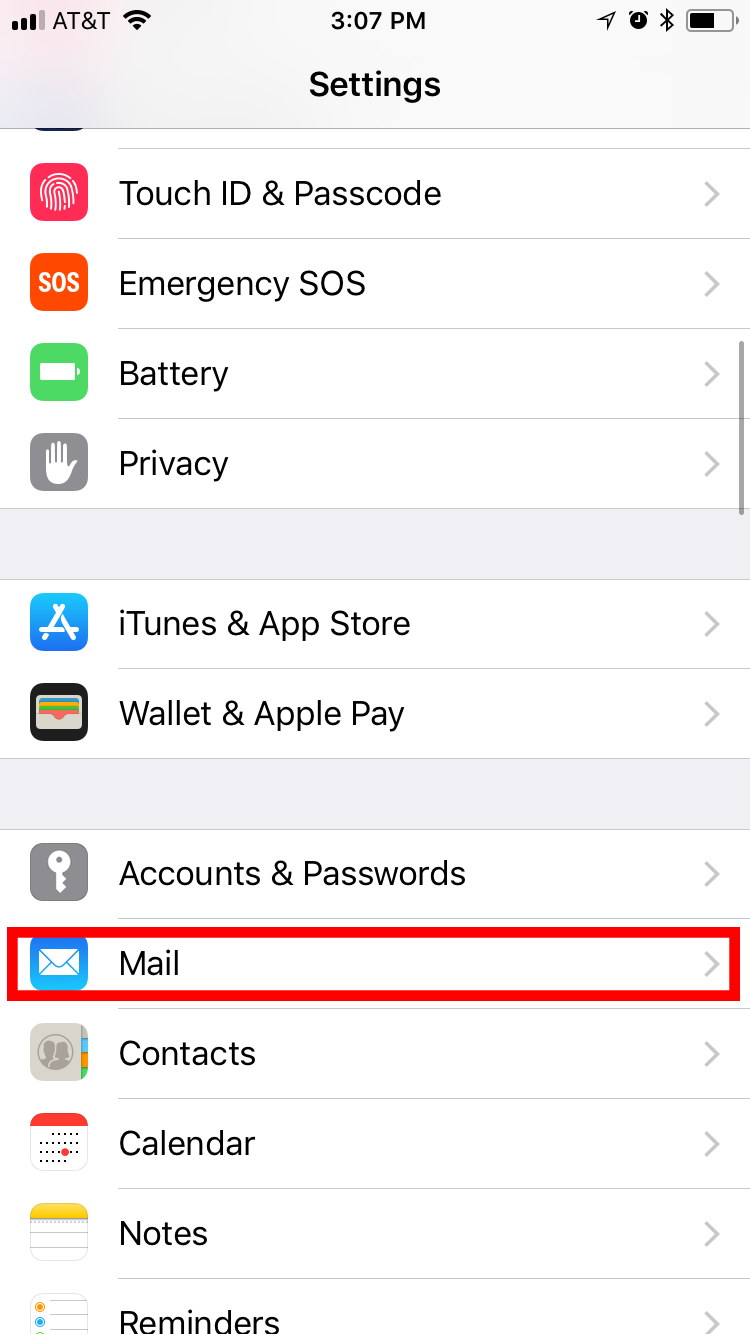 apple mail settings ios